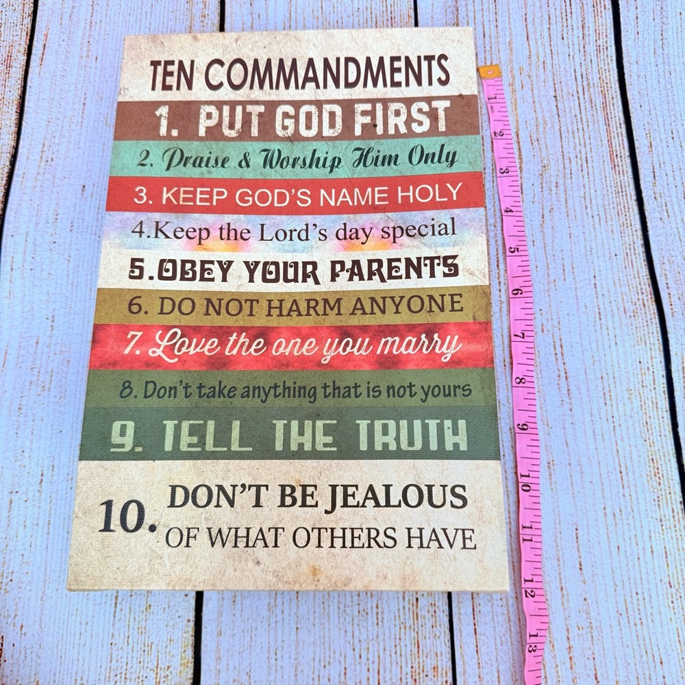 Ten Commandments Canvas Wall Art Christian Home Decor Inspirational Scripture - Picture 3 of 4